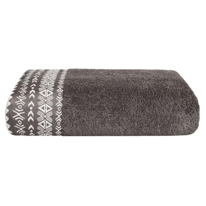 Prosop Driada, FARO, 50x90cm, 100% bumbac, model geometric, culoare gri