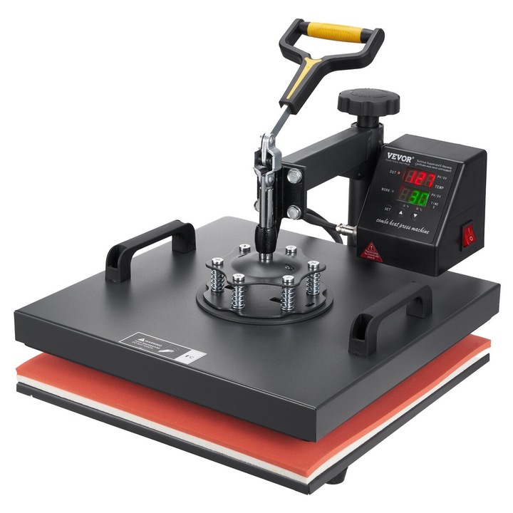 Термопреса, VEVOR, 15x15 инча / 38x38 см, 2В1, Цифров контрол на температурата, Тефлоново покритие
