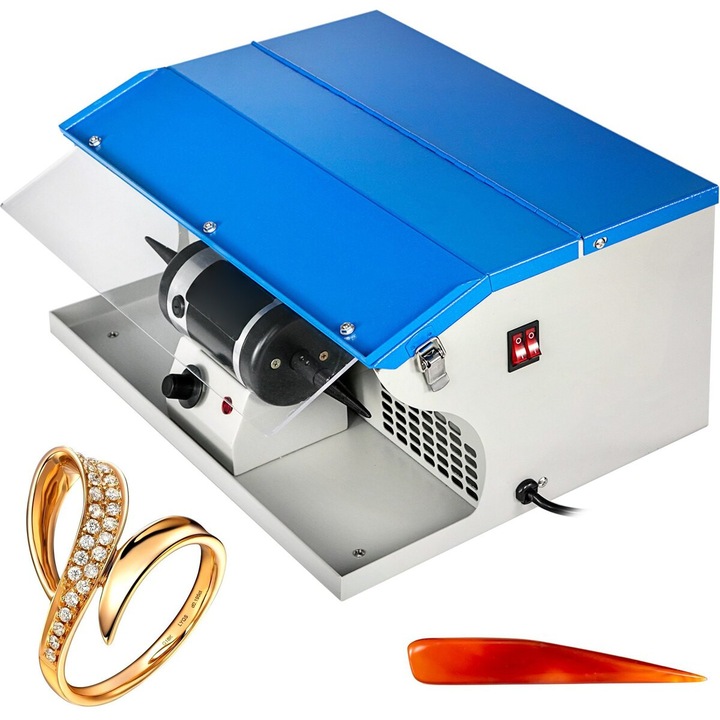Masina de Polizat Bijuterii VEVOR, 200W, 0-8000 rpm, cu Lumina, Dimensiuni 51x39x28cm