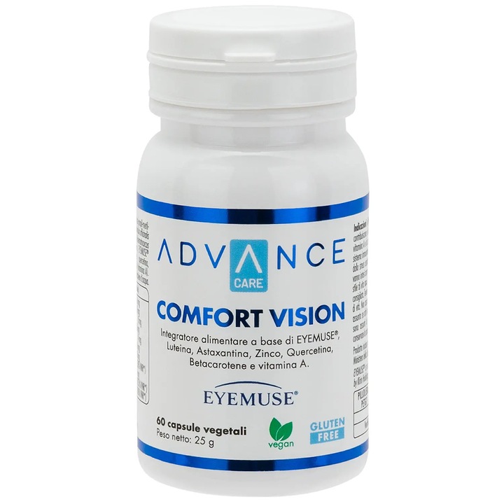Comfort Vision +Watt, supliment alimentar pe baza de EYEMUSE®, luteina, astaxantina, quercetina, zinc, vitamina A, vitamina B2, beta-caroten si taurina, 60 capsule
