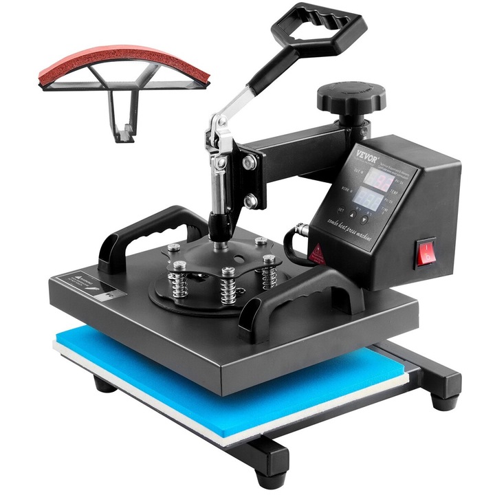 Presa termica VEVOR 30.5x25.4cm, 750W, 40-205°C, set pentru transfer sublimare T-shirt