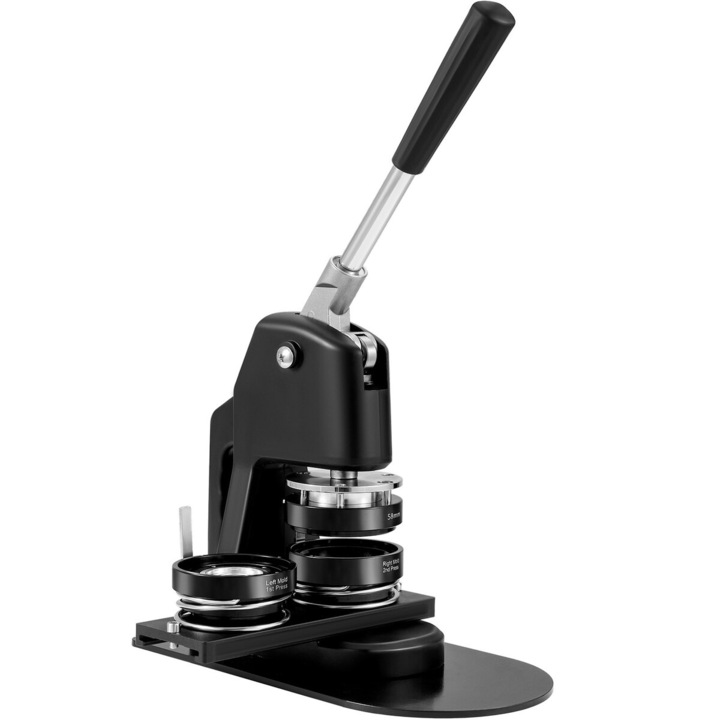 Masina de facut butoane, VEVOR, set 500 piese, 1.25+2.25 inch, 20x9.5x50cm, cu carte magica Mr. Panda