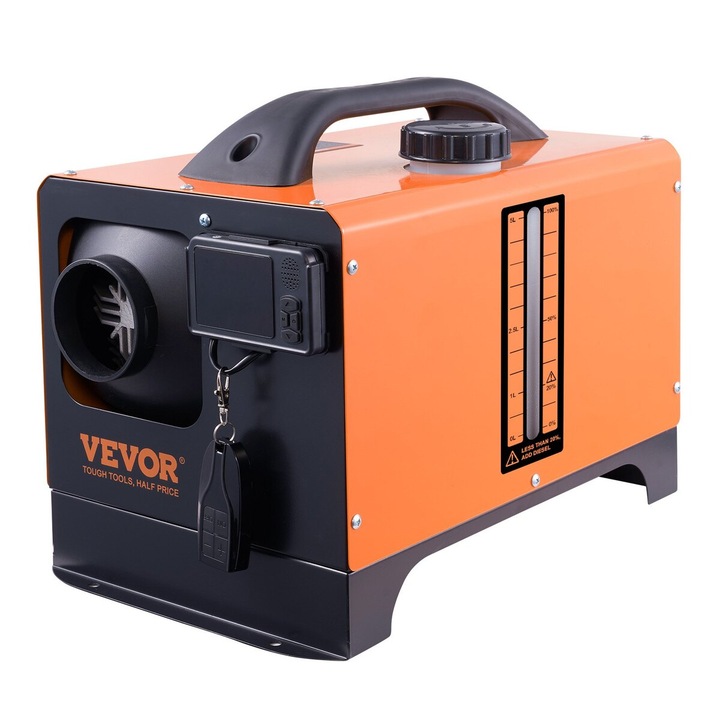 VEVOR 12V 5KW légfűtés Bluetooth-szal, LCD-vel, 5L, 400x250x310mm