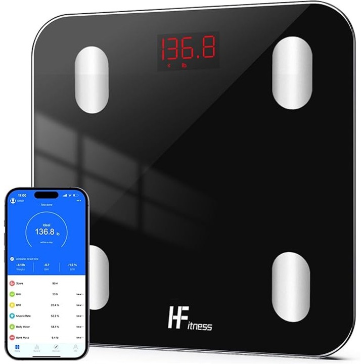 Cantar Inteligent HomeFashion cu Bluetooth pentru Analiza Corporala, IMC, Grasime Corporala si Masa Musculara