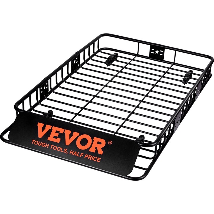 Cos de transport pe acoperis, VEVOR, 162.6x99.1x15.2cm, capacitate 90.7kg, otel rezistent, suport bagaje pentru SUV, camion