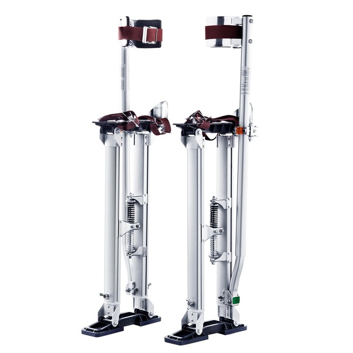 Sarma constructii VEVOR, stilts ajustabile 61-102 cm, cu genunchiere, capacitate maxima 103 kg, culoare argintie, dimensiuni 92x28x14 cm