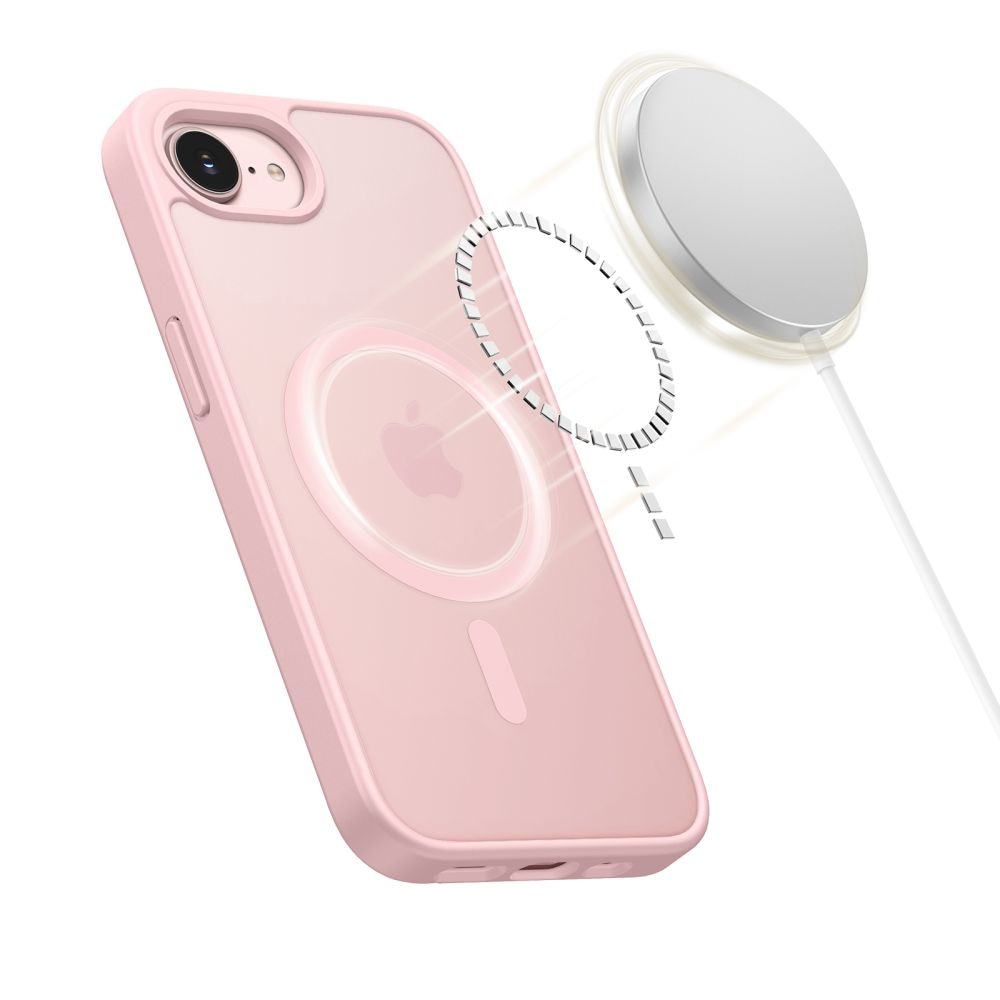 Husă Tech-Protect BasicMag MagSafe, roz, suport pentru iPhone 16e/17e, material TPU + PC
