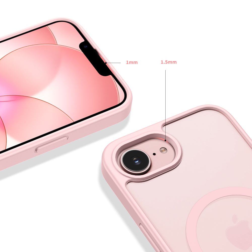 Husă Tech-Protect BasicMag MagSafe, roz, suport pentru iPhone 16e/17e, material TPU + PC