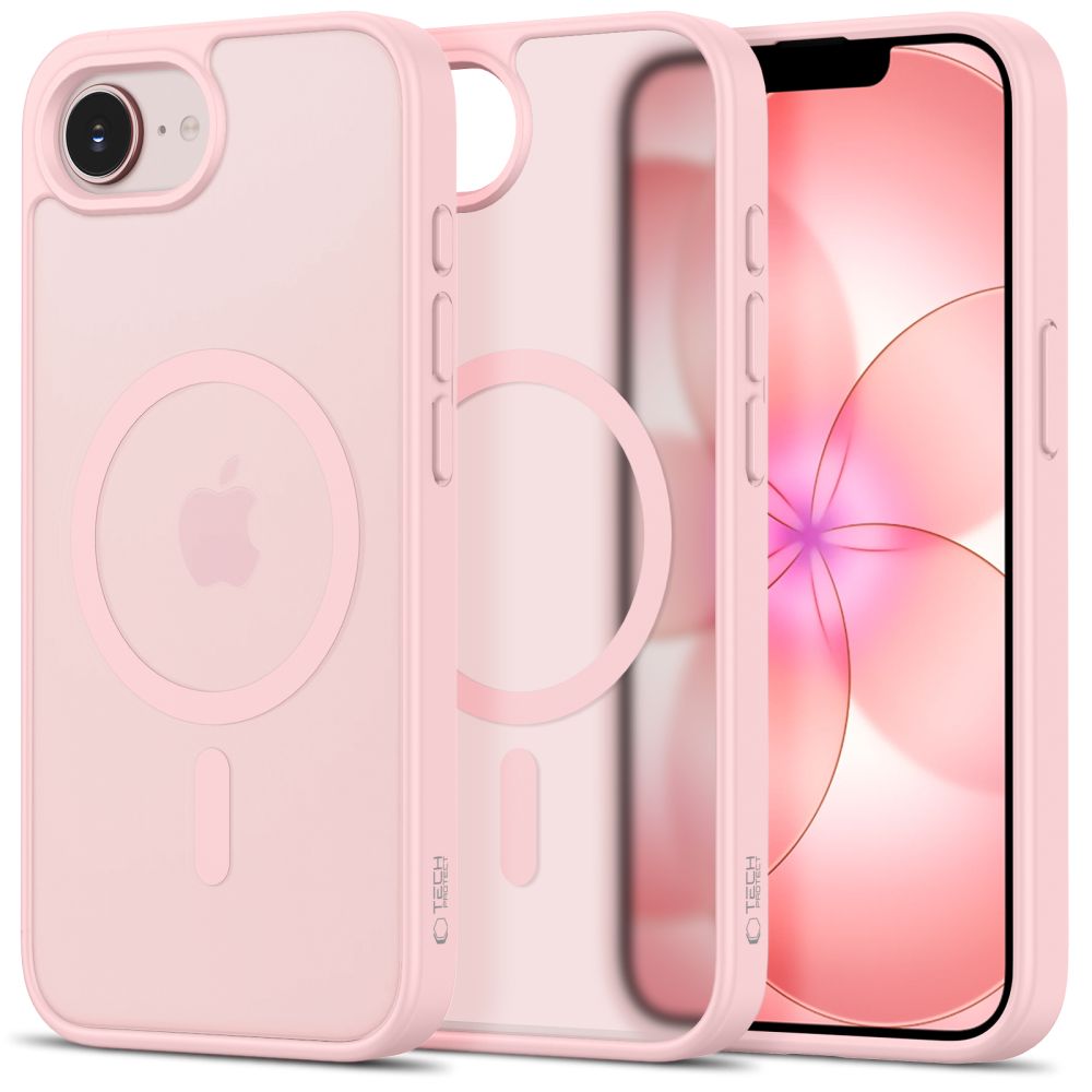 Husă Tech-Protect BasicMag MagSafe, roz, suport pentru iPhone 16e/17e, material TPU + PC