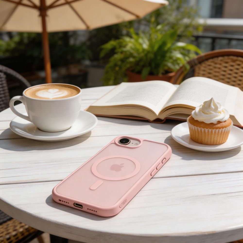 Husă Tech-Protect BasicMag MagSafe, roz, suport pentru iPhone 16e/17e, material TPU + PC