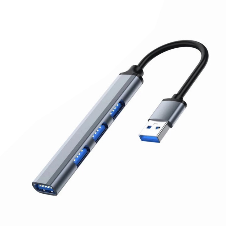 Hub Adapter USB 3.0, 4 az 1-ben, PRESTIGE CHARGE®, USB 3.0 kimenet + 3* USB2.0, gyors adatátvitel 5Gbps, alumínium ház