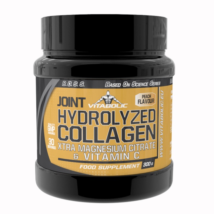 Colagen hidrolizat JOINT Collagen Vitabolic 300 g, formula avansata cu Colpropur®, glucozamina, MSM, boswellia, condroitina, vitamina C si magneziu, aroma piersici