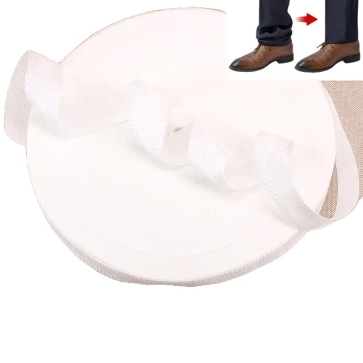 Banda de scurtare pentru pantaloni, 25m, alb, set 5 role