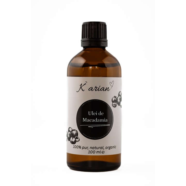Ulei cosmetic de Macadamia Karian, 100% pur, ambalaj sticlă, 100 ml
