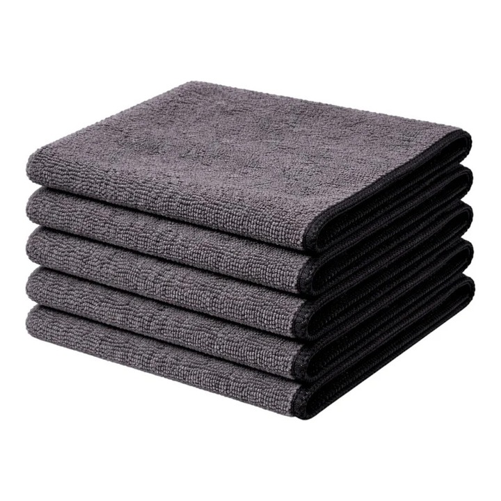 5 db professzionális szürke mikroszálas kendő készlet, 40x40 cm