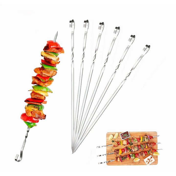 Set 6 bete pentru frigarui, reutilizabile, inox, 40 cm