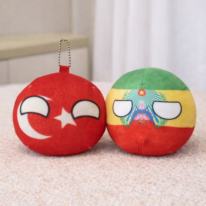 Set 2 brelocuri CountryBall 10cm Turcia si Etiopia, jucarii de plus