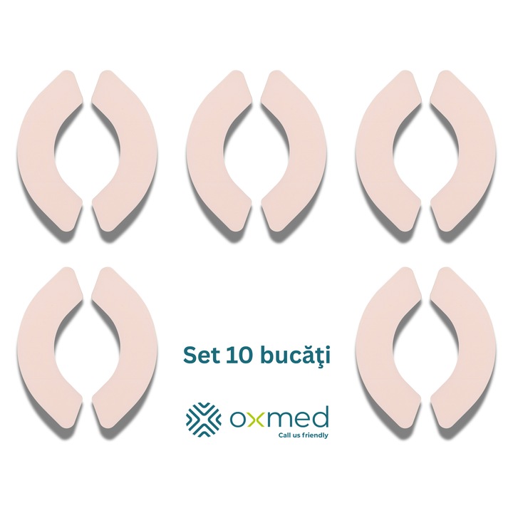 Set 10 benzi din hidrocoloid in forma de semiluna Oxmed ZenSetiv, pentru fixarea pungilor de colostomie/ileostomie/urostomie/fistula