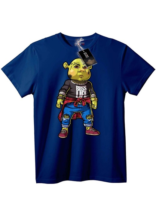 Tricou Boss Life cu caricatură, Bleumarin