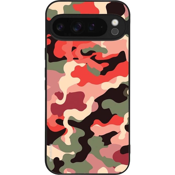 Husa telefon Sonique Camouflage Army pentru Google Pixel 9 Pro XL 5G, silicon, rosu, design camuflaj