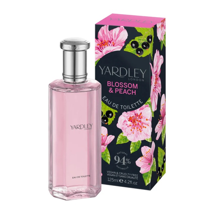 Eau de Toilette cseresznyevirág és barack illatjegyekkel, Blossom & Peach, Yardley, 125 ml