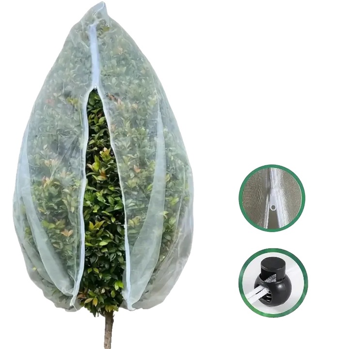 Plasa de protectie pentru gradina, design cu fermoar, alb, 200x245cm