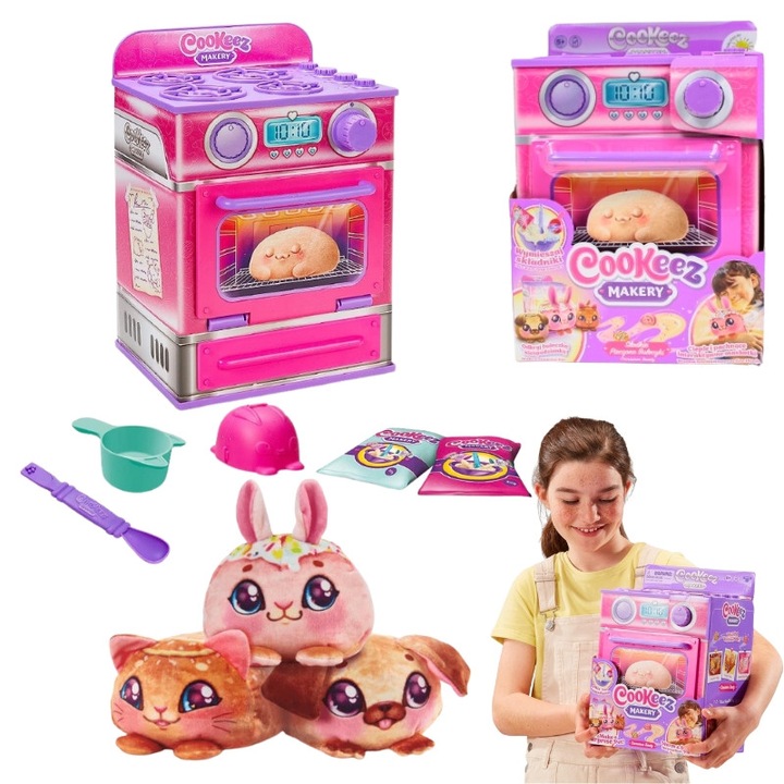 Set Cuptor Si Jucarie Plus, Moose Toys, Interactiv, 5 Ani+, Plastic, Fara Baterii, Experienta Magica, Surpriza Plus, Dezvolta Imaginatia, Cadou Special Fetite, 20 cm, Multicolor