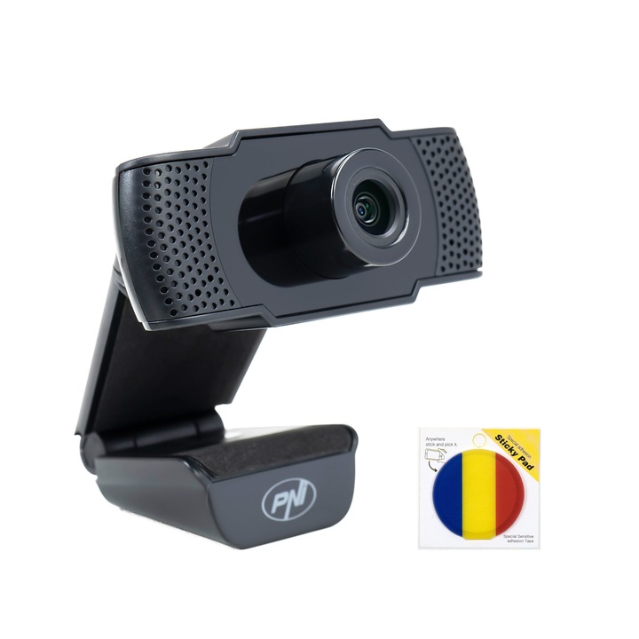 PNI CW1850 Full HD 1080P 2MP webkamera csomag, USB, clip-on és ragacsos pad, zászló mellékelve