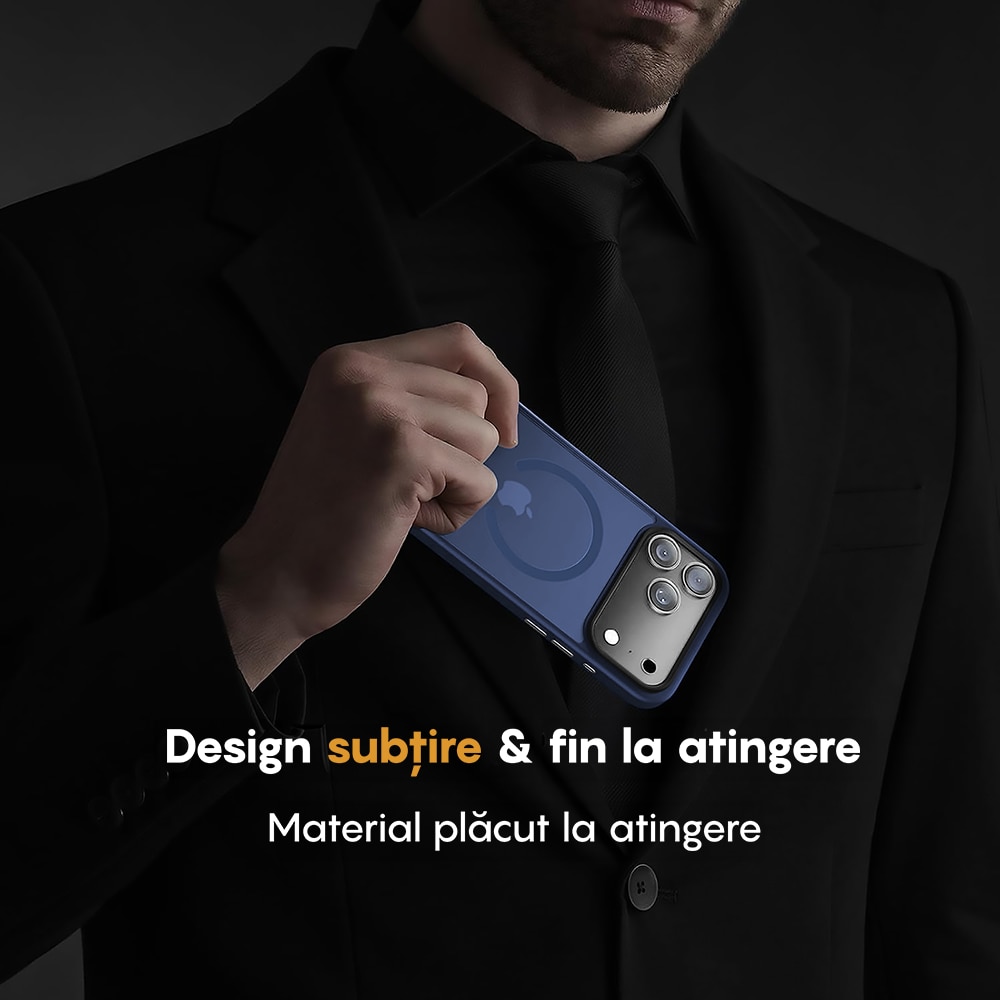 Husa compatibila cu Incarcare Magsafe pentru Apple iPhone 17 Pro Max, CASEY STUDIOS™, de Protectie, Slim, pentru Incarcare Wireless, Margini Ridicate pentru Protectia Ecranului si a Camerelor, Albastru Inchis