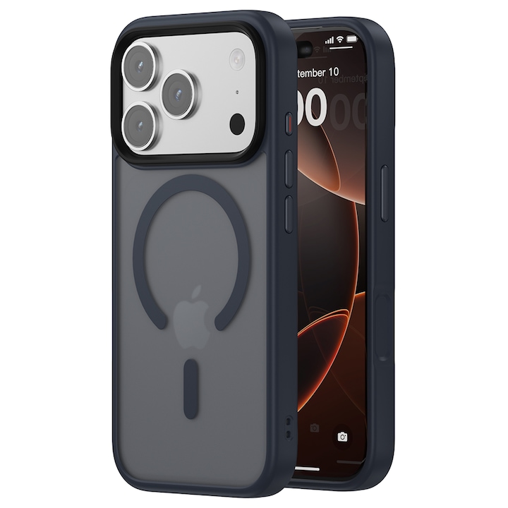 Husa compatibila cu Incarcare Magsafe pentru Apple iPhone 17 Pro Max, CASEY STUDIOS™, de Protectie, Slim, pentru Incarcare Wireless, Margini Ridicate pentru Protectia Ecranului si a Camerelor, Albastru Inchis