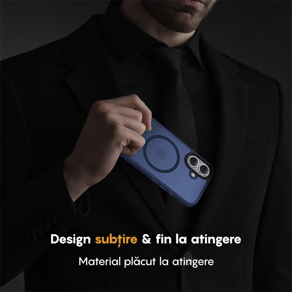 Husa compatibila cu Incarcare Magsafe pentru Apple iPhone 17, CASEY STUDIOS™, de Protectie, Slim, pentru Incarcare Wireless, Margini Ridicate pentru Protectia Ecranului si a Camerelor, Albastru Inchis