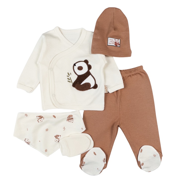Set 5 piese pentru nou nascuti, model cu Ursulet Panda 62 CM