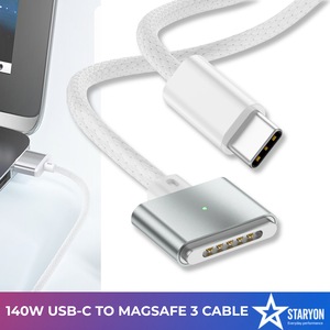 Cablu de incarcare magnetic, 2m, USB-C, pentru MacBook, 140W, cu
