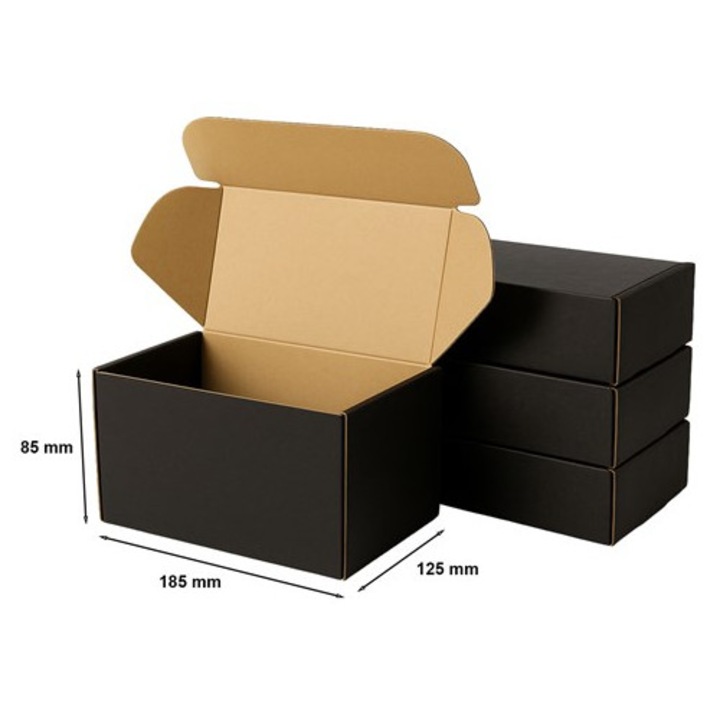 Set 10, Cutie carton NEOPAK fasonata, asamblare rapida, 185x125x85 mm, Negru mat
