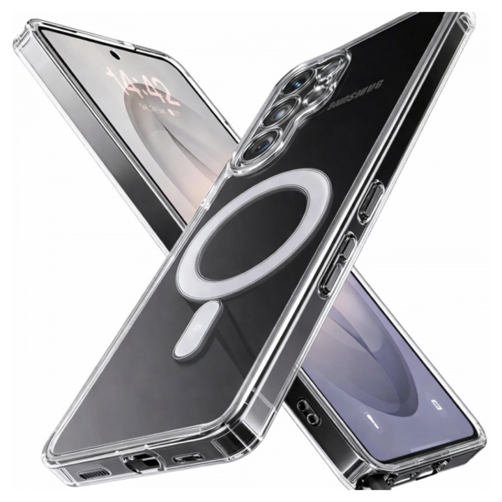 Husa Compatibila Cu Samsung S26 Ultra, MagSafe, Protectie Camere Individuala, TPU + Silicon, Anti-soc, Slim, Clear Case
