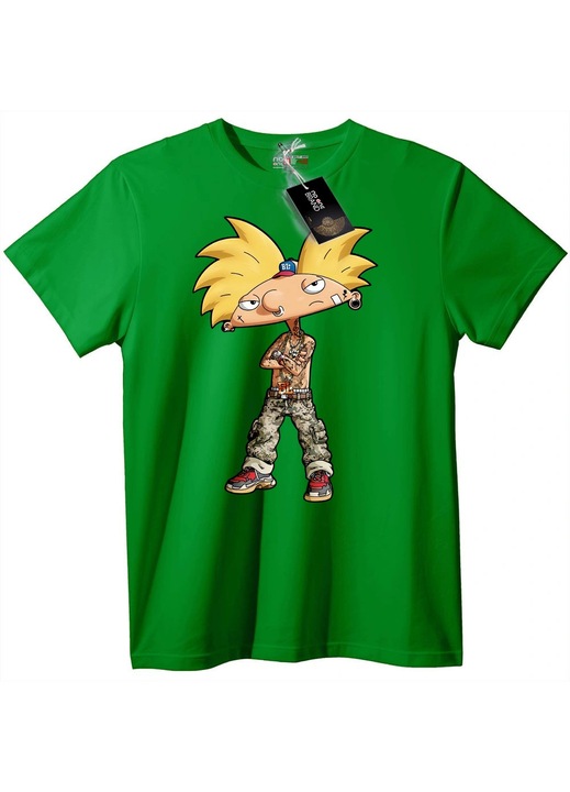 Tricou hip-hop caricatură, Verde