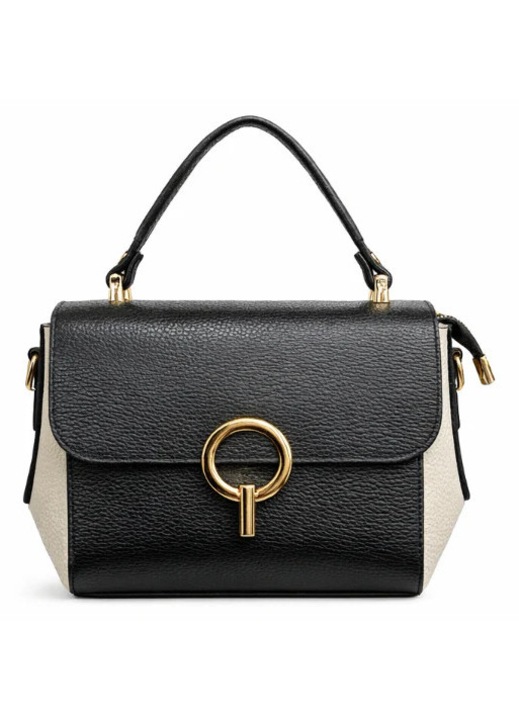 Valódi bőr táska Fekete és Krém