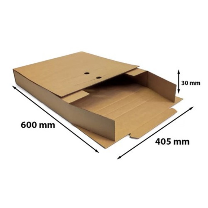 Cutie carton tip dosar, 600x405x30/30 mm, Maro, Auto-formare