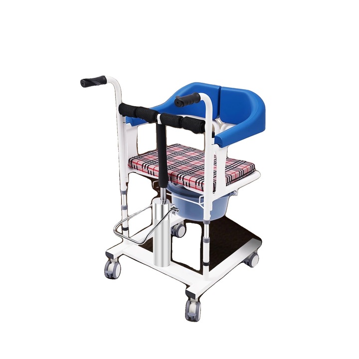 Scaun cu rotile hidraulic, inaltime ajustabila, constructie durabila, albastru