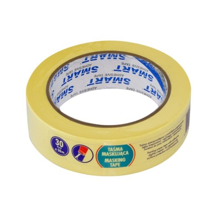 Banda adeziva din hartie NEOPAK de mascare, 30mmx50m, Galben, se rupe manual