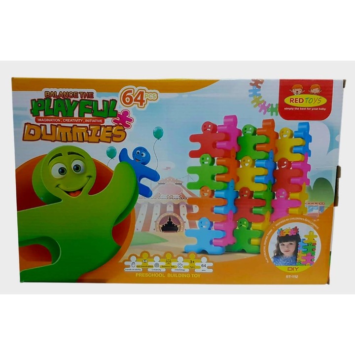 Joc de constructii cu omuleti – 64 piese.Creativitate si distractie nelimitata pentru copii. Potrivit pentru joaca individuala sau in grup