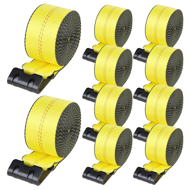 Chingi de tractare, VEVOR, 6000 lbs capacitate, 18000 lbs rezistenta, galben, set 10 bucati