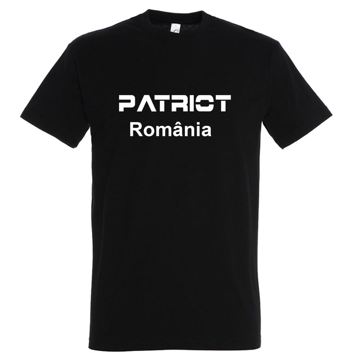 Персонализирана мъжка тениска "PATRIOT Romania", 100% памук, черна или бяла, къс ръкав, модерен принт