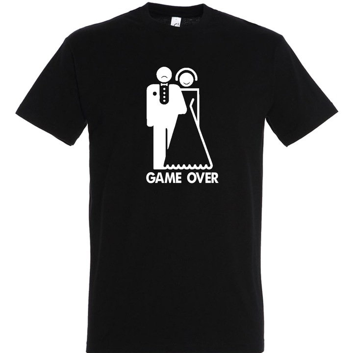 Премиум персонализирана мъжка тениска "Game Over", 100% памук Heavy weight 200 g/m², бяла или черна, устойчив принт