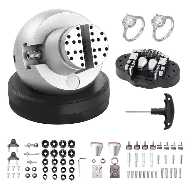 Menghina de gravare VEVOR, 13 cm, 69 accesorii, rotire 360°, 145x145x170 mm, 3.86 in deschidere maxima