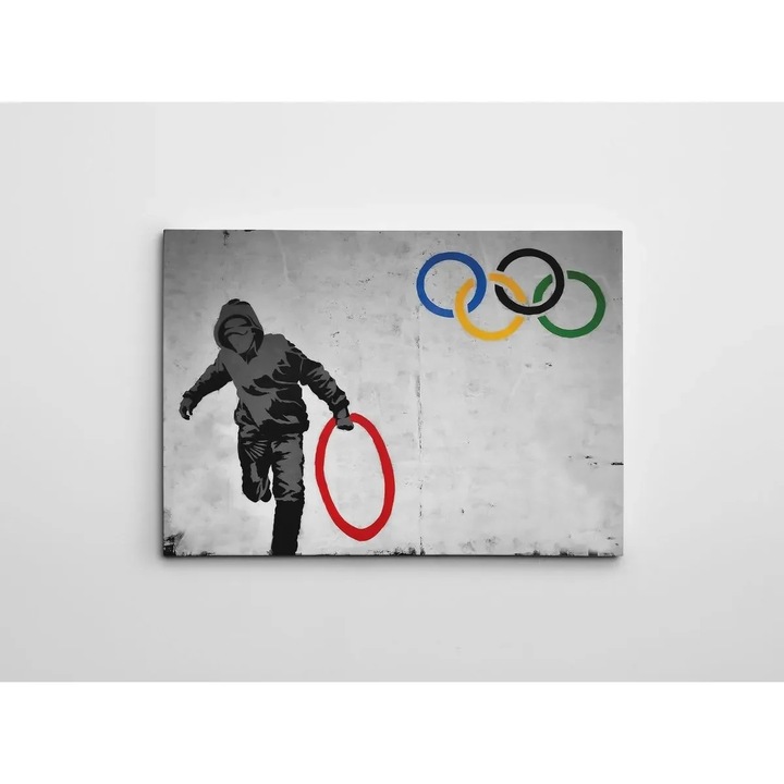 Tablou decorativ Re-Bloom, panza/lemn, multicolor, 70 x 100 cm