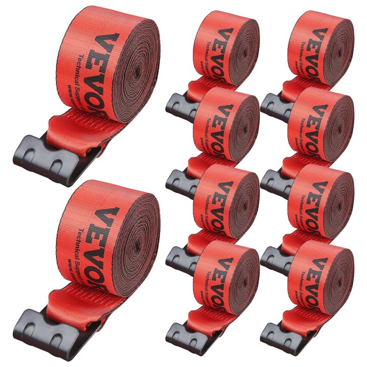 Chingi de tractare, Vevor, 4" x 30', 6000 lbs capacitate de incarcare, 18000 lbs rezistenta la rupere, rosu, set 10 bucati