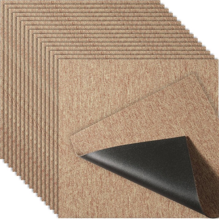 Covoare din placi reutilizabile, VEVOR, 20x20cm, set 16 bucati, culoare maro inchis, grosime 5mm