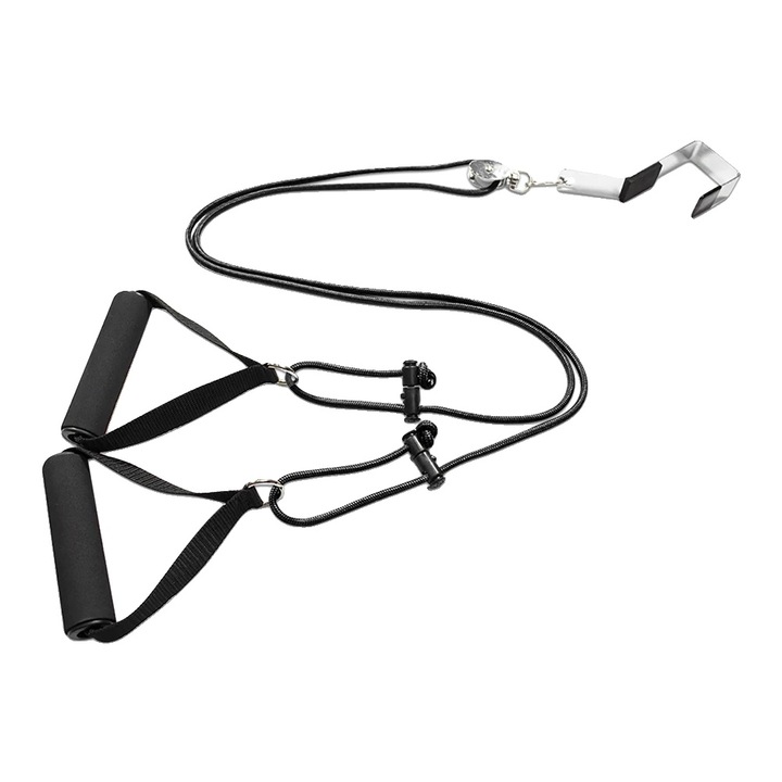 Sistem benzi elastice pentru umeri, montare pe usa, materiale durabile, negru