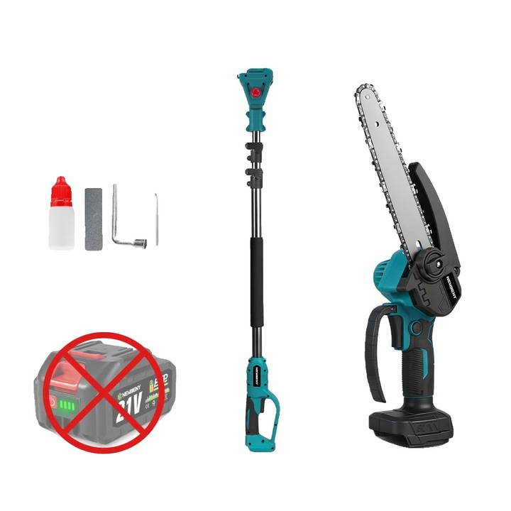 Elektromos láncfűrész, 8 hüvelykes, kefe nélküli motor, akkumulátor nélkül, könnyű kialakítás